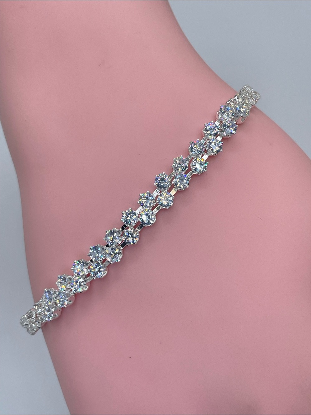 Swarovski Crystal Elements White Crystal Double Row Tennis Bracelet Bridal